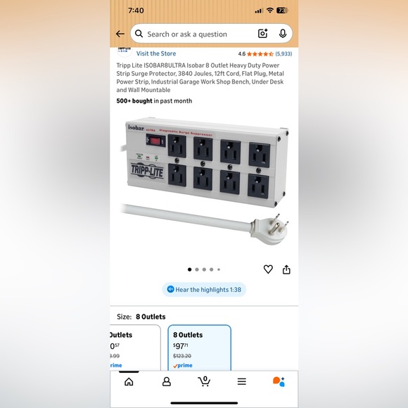 tripp - lite Other - 🆕 Surge Protector Tripp Lite - ISOBAR8ULTRA 8 AC Outlets 12 ft. Over $120 MSRP